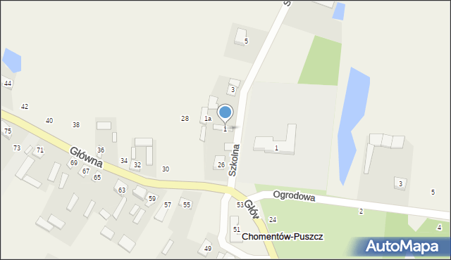 Chomentów-Puszcz, Szkolna, 1, mapa Chomentów-Puszcz