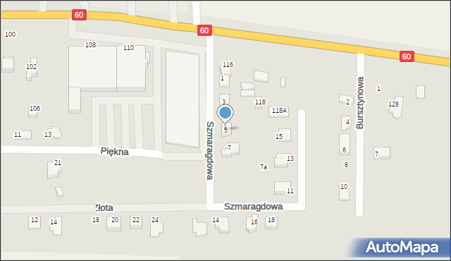 Ciechanów, Szmaragdowa, 5, mapa Ciechanów