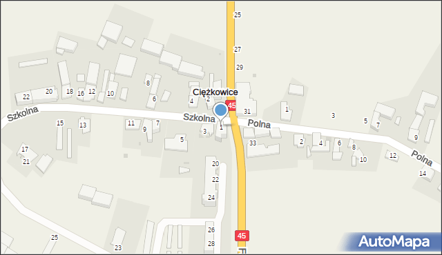 Ciężkowice, Szkolna, 1, mapa Ciężkowice