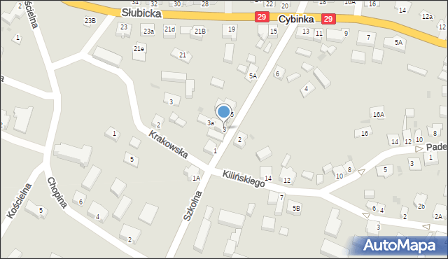 Cybinka, Szkolna, 3, mapa Cybinka