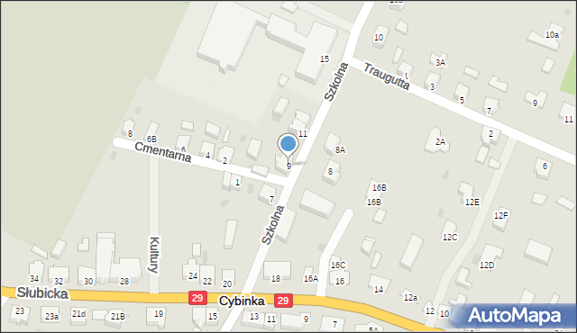 Cybinka, Szkolna, 9, mapa Cybinka