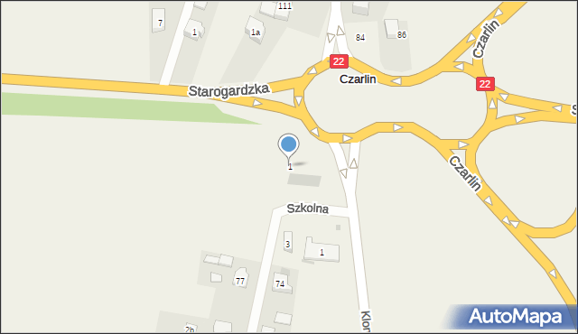 Czarlin, Szkolna, 1, mapa Czarlin