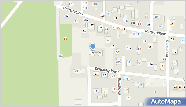 Czarnów, Szmaragdowa, 28, mapa Czarnów