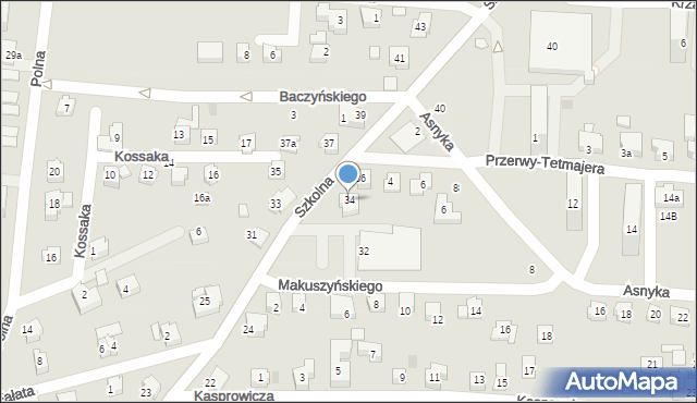 Czechowice-Dziedzice, Szkolna, 34, mapa Czechowic-Dziedzic