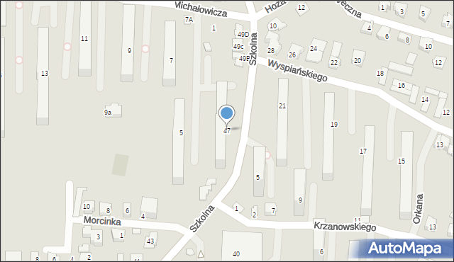 Czechowice-Dziedzice, Szkolna, 47, mapa Czechowic-Dziedzic