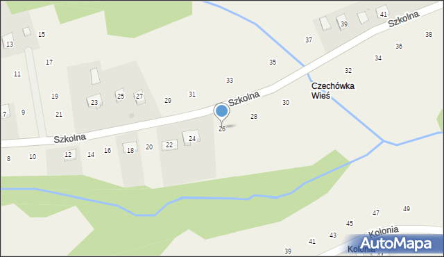 Czechówka, Szkolna, 26, mapa Czechówka