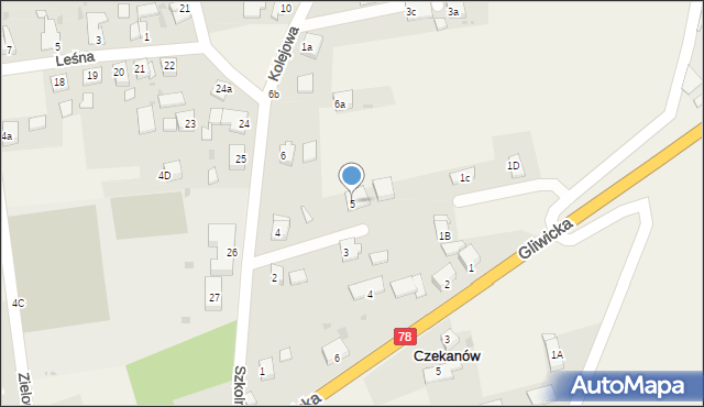 Czekanów, Szkolna, 5, mapa Czekanów