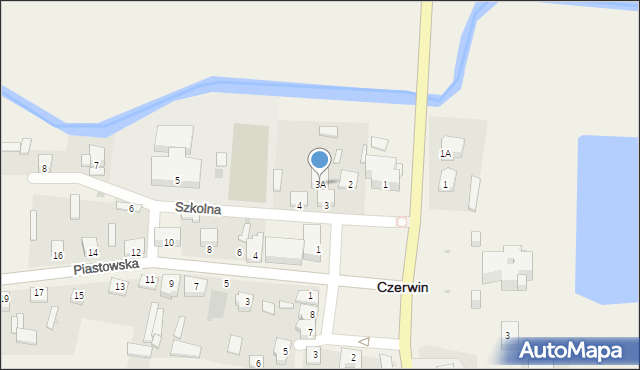 Czerwin, Szkolna, 3A, mapa Czerwin