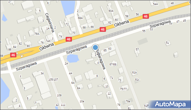 Częstochowa, Szparagowa, 2, mapa Częstochowy