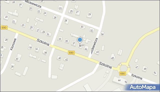 Czyżew, Szkolna, 39, mapa Czyżew