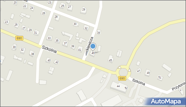 Czyżew, Szkolna, 43, mapa Czyżew