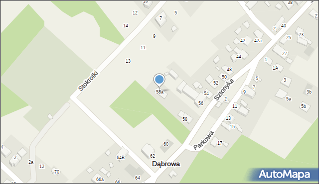 Dąbrowa, Sztonyka Józefa, ks. prof., 58a, mapa Dąbrowa