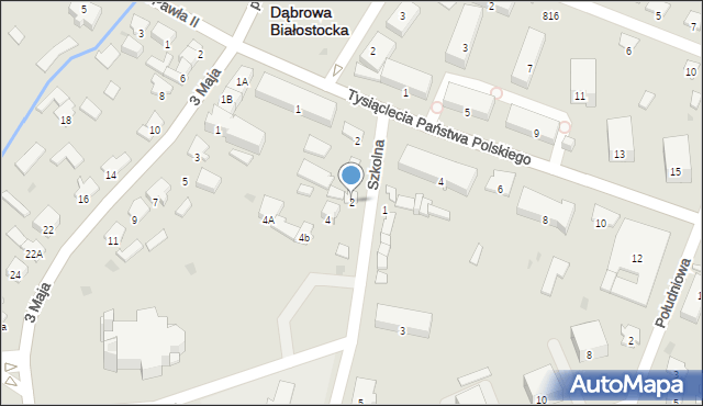 Dąbrowa Białostocka, Szkolna, 2, mapa Dąbrowa Białostocka