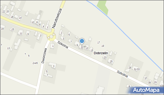 Dobrzelin, Szkolna, 11, mapa Dobrzelin