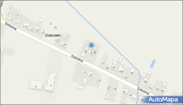 Dobrzelin, Szkolna, 33, mapa Dobrzelin