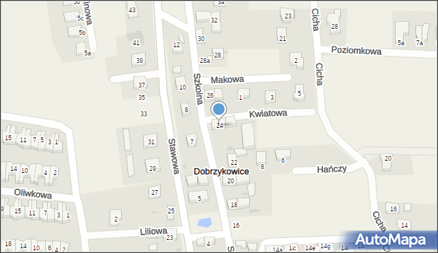 Dobrzykowice, Szkolna, 24, mapa Dobrzykowice