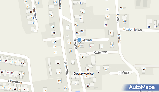 Dobrzykowice, Szkolna, 26, mapa Dobrzykowice