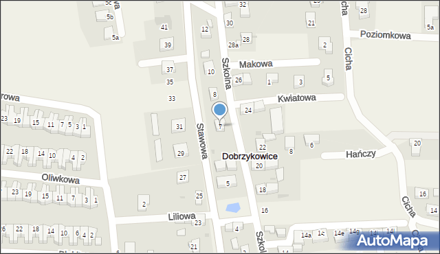 Dobrzykowice, Szkolna, 7, mapa Dobrzykowice