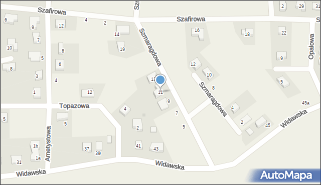 Dobrzykowice, Szmaragdowa, 11, mapa Dobrzykowice