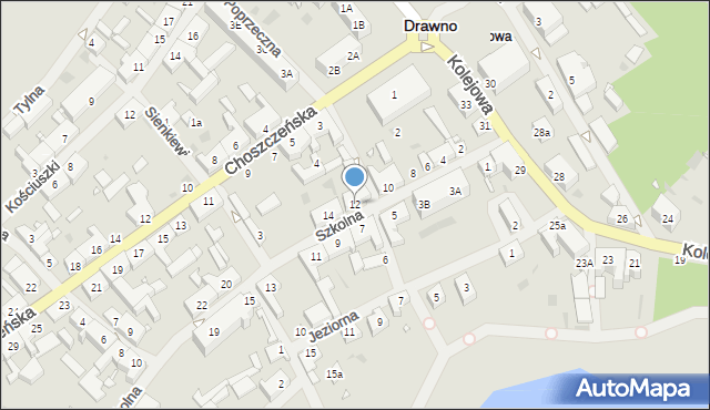 Drawno, Szkolna, 12, mapa Drawno