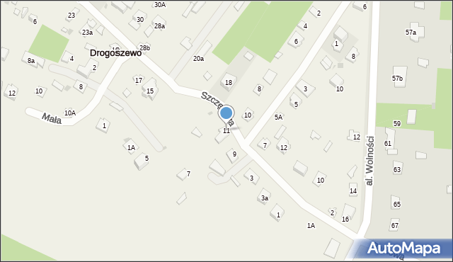 Drogoszewo, Szczęśliwa, 11, mapa Drogoszewo
