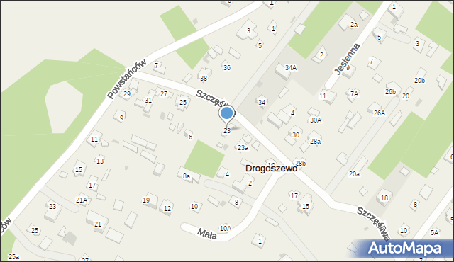 Drogoszewo, Szczęśliwa, 23, mapa Drogoszewo