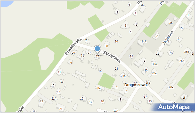 Drogoszewo, Szczęśliwa, 25, mapa Drogoszewo