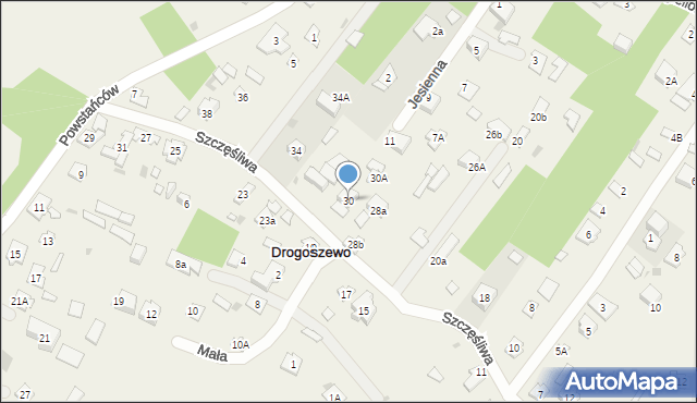 Drogoszewo, Szczęśliwa, 30, mapa Drogoszewo