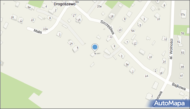 Drogoszewo, Szczęśliwa, 7, mapa Drogoszewo