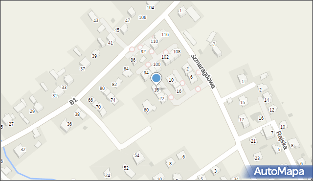 Dziekanowice, Szmaragdowa, 18, mapa Dziekanowice