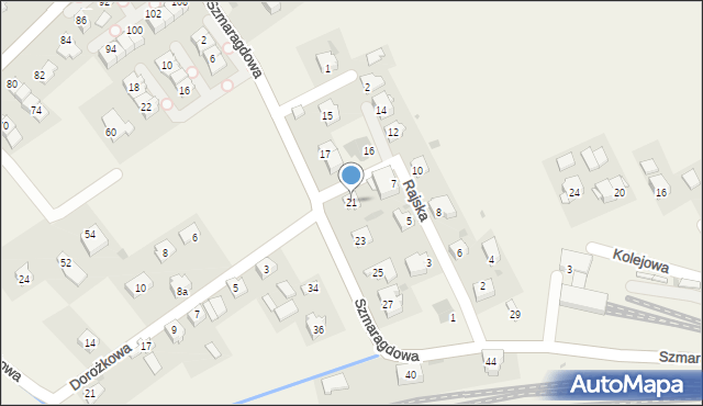 Dziekanowice, Szmaragdowa, 21, mapa Dziekanowice