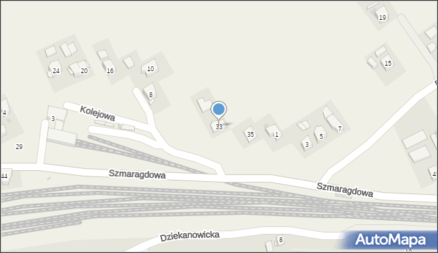 Dziekanowice, Szmaragdowa, 33, mapa Dziekanowice