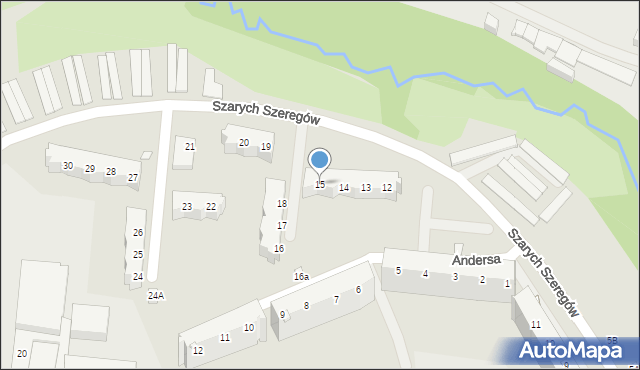 Elbląg, Szarych Szeregów, 15, mapa Elbląga