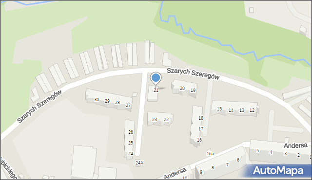 Elbląg, Szarych Szeregów, 21, mapa Elbląga