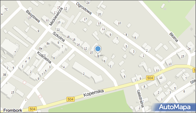 Frombork, Szkolna, 8, mapa Frombork