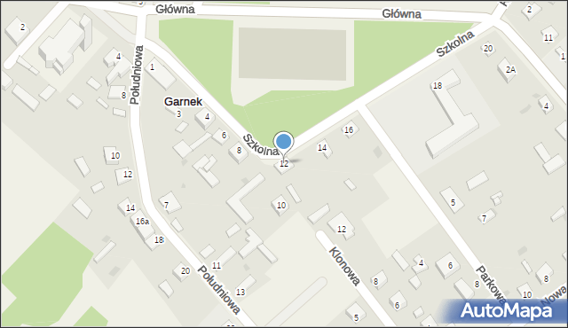 Garnek, Szkolna, 12, mapa Garnek