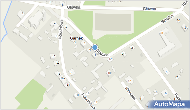 Garnek, Szkolna, 8, mapa Garnek