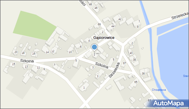 Gąsiorowice, Szkolna, 1, mapa Gąsiorowice