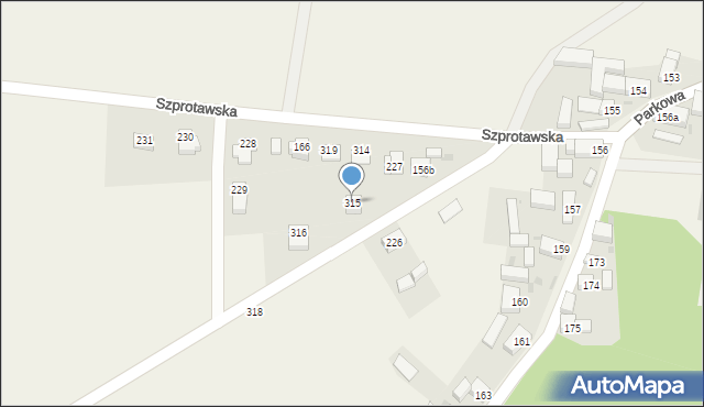 Gaworzyce, Szprotawska, 315, mapa Gaworzyce