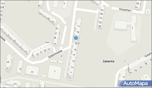 Gdańsk, Sztormowa, 7D, mapa Gdańska