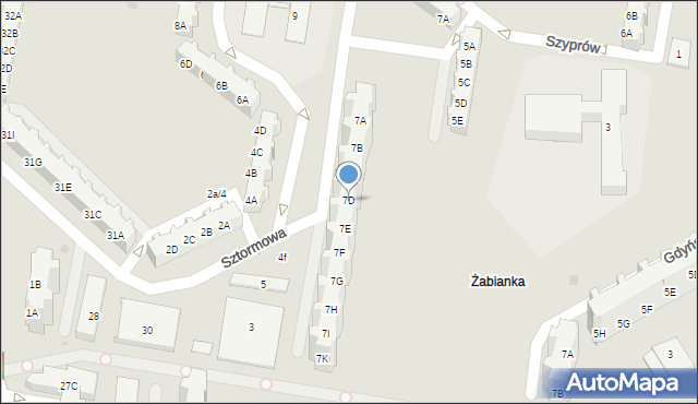 Gdańsk, Sztormowa, 7D, mapa Gdańska