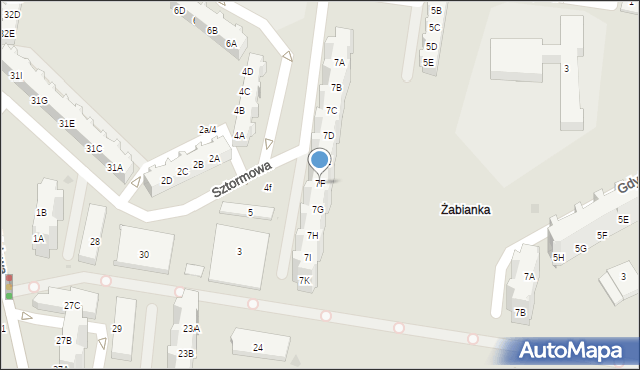 Gdańsk, Sztormowa, 7F, mapa Gdańska