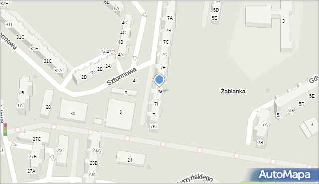 Gdańsk, Sztormowa, 7G, mapa Gdańska