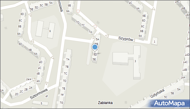 Gdańsk, Szyprów, 5D, mapa Gdańska