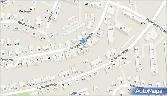 Gdynia, Szarych Szeregów, 9a, mapa Gdyni