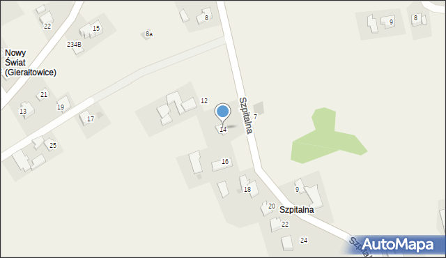 Gierałtowice, Szpitalna, 14, mapa Gierałtowice