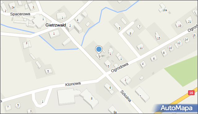 Gietrzwałd, Szkolna, 3, mapa Gietrzwałd