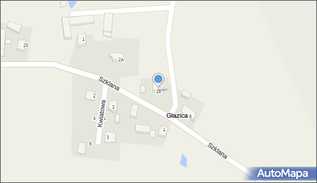 Głazica, Szklana, 18, mapa Głazica