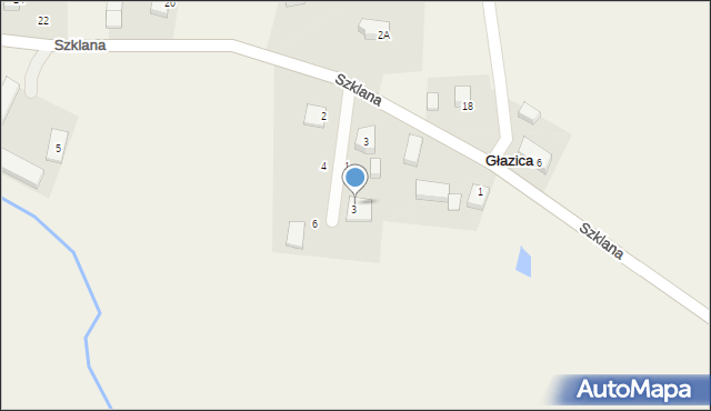 Głazica, Szklana, 3A, mapa Głazica