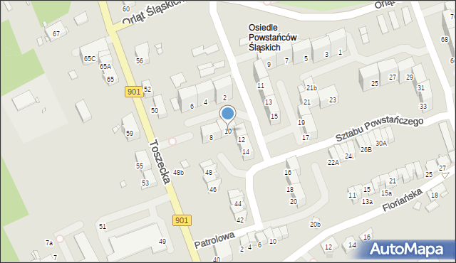 Gliwice, Sztabu Powstańczego, 10, mapa Gliwic